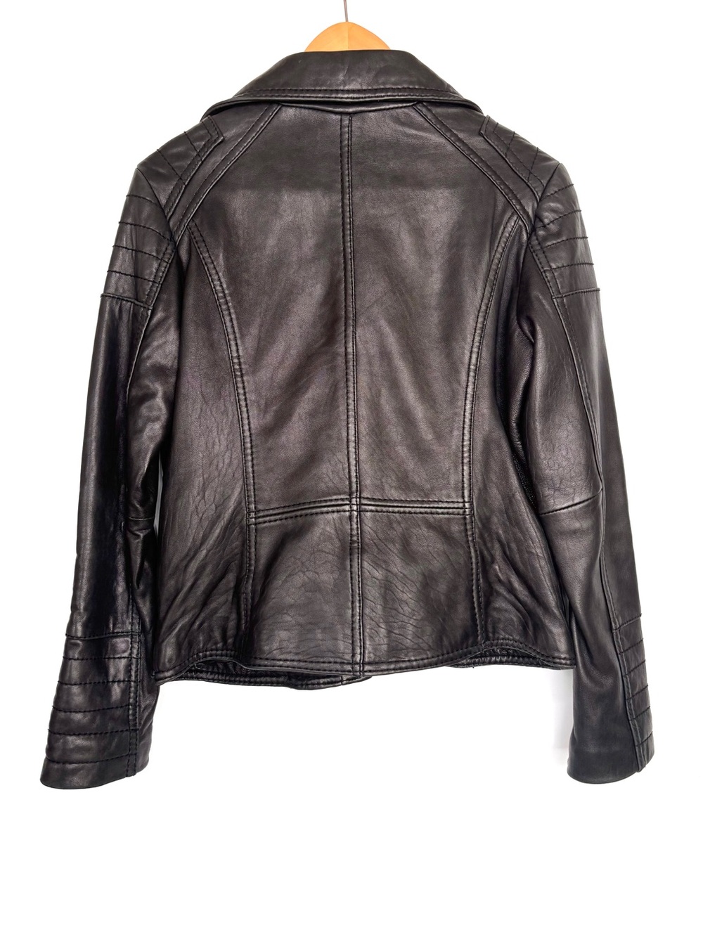 Michael Kors Black Leather Asymmetric Zip Moto Jacket M - Picture 2 of 11